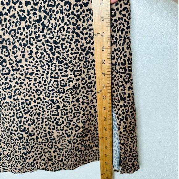Reformation Marlowe Black Tan Leopard Print Mini Front Slit Dress XS - Picture 13 of 13